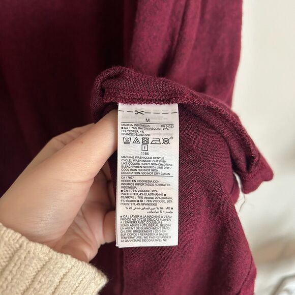 Old Navy Maroon Burgundy Wine Cozy Trapeze Swing Dress Size Medium - Picture 4 of 7